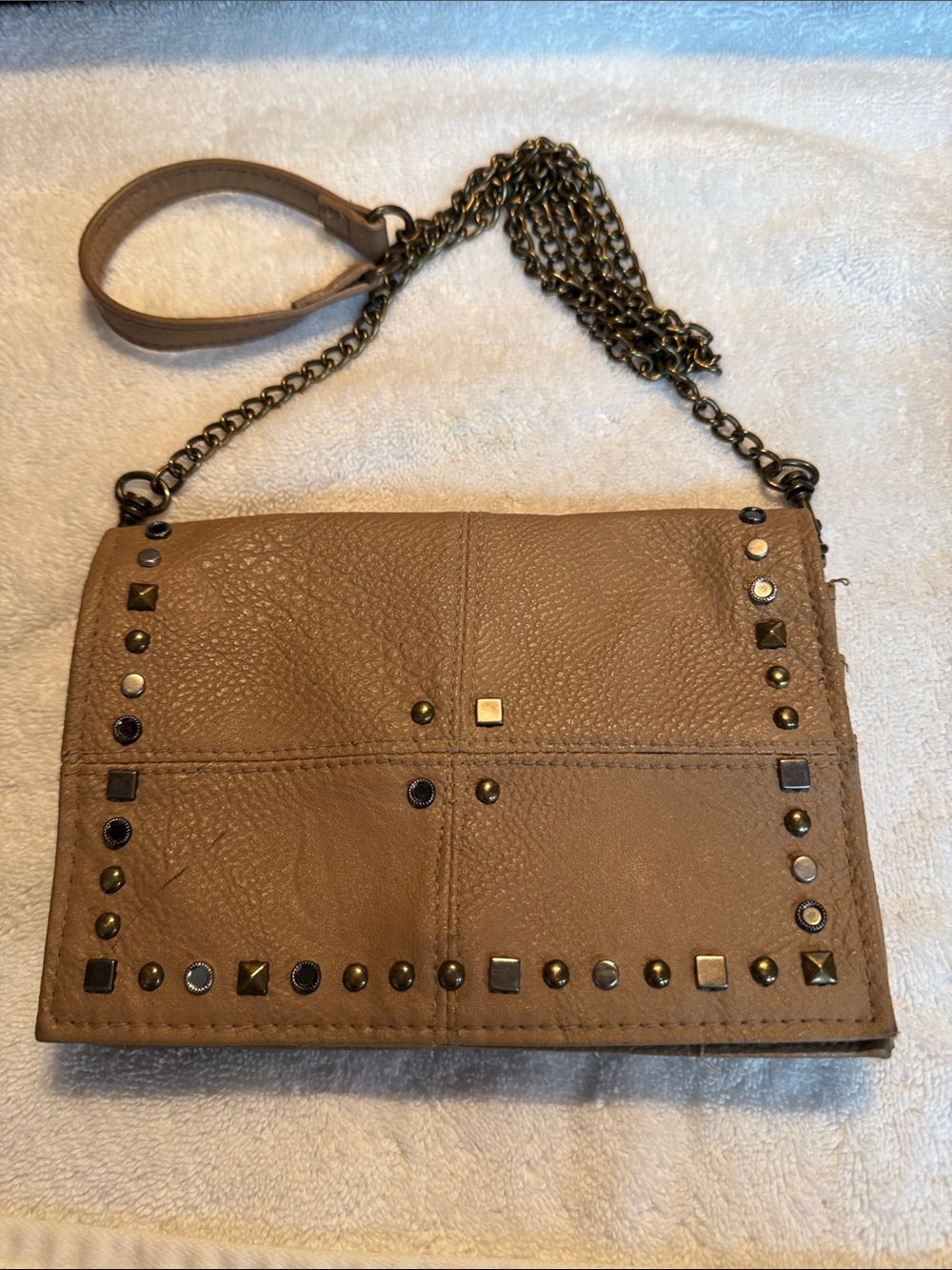 Mossimo Supply Co. Taupe Studded Leather Crossbody Bag